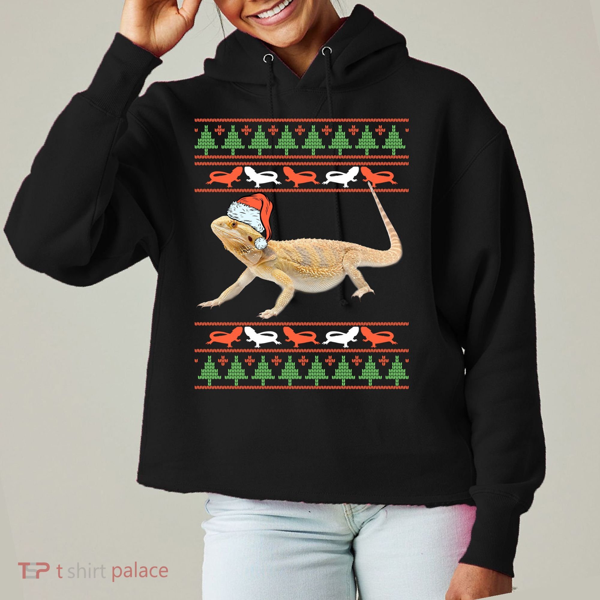 Bearded Dragon Christmas Ladies Heavyweight Boxy Pullover Hoodie