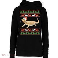 Bearded Dragon Christmas Womens Funnel Neck Pullover Hood thumb 0