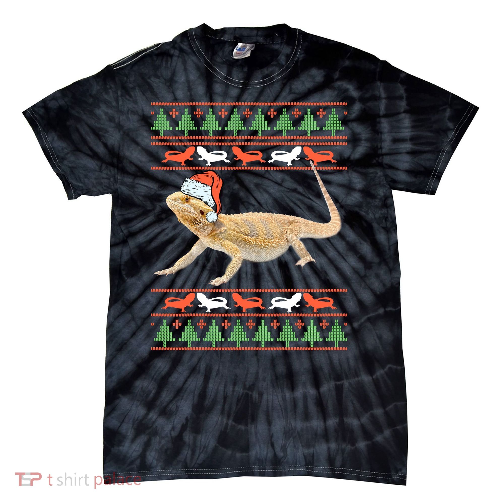 Bearded Dragon Christmas Tie-Dye T-Shirt