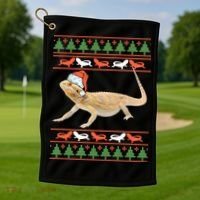Bearded Dragon Christmas Golf Towel thumb 1