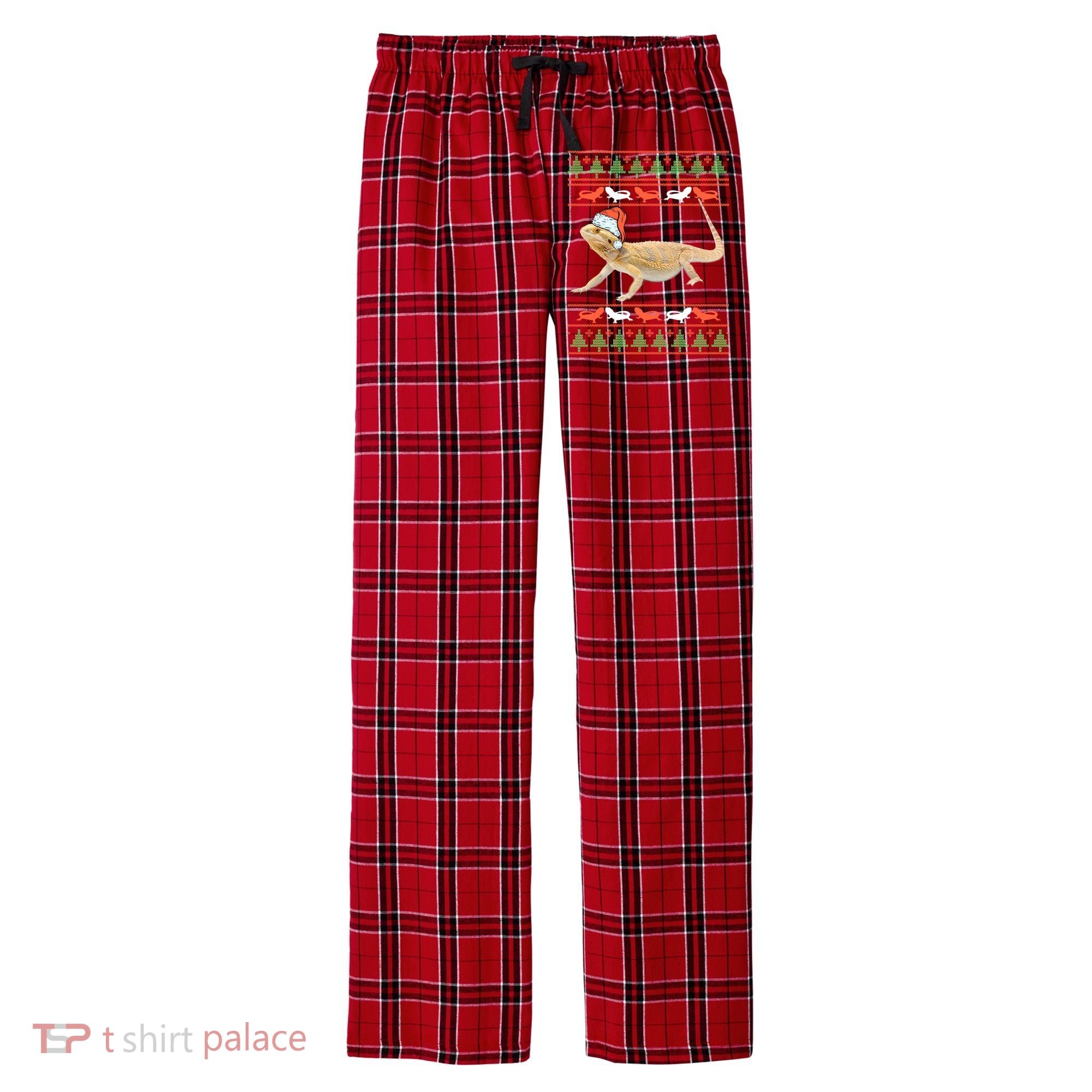 Bearded Dragon Christmas Men's Flannel Plaid Pajama Pants