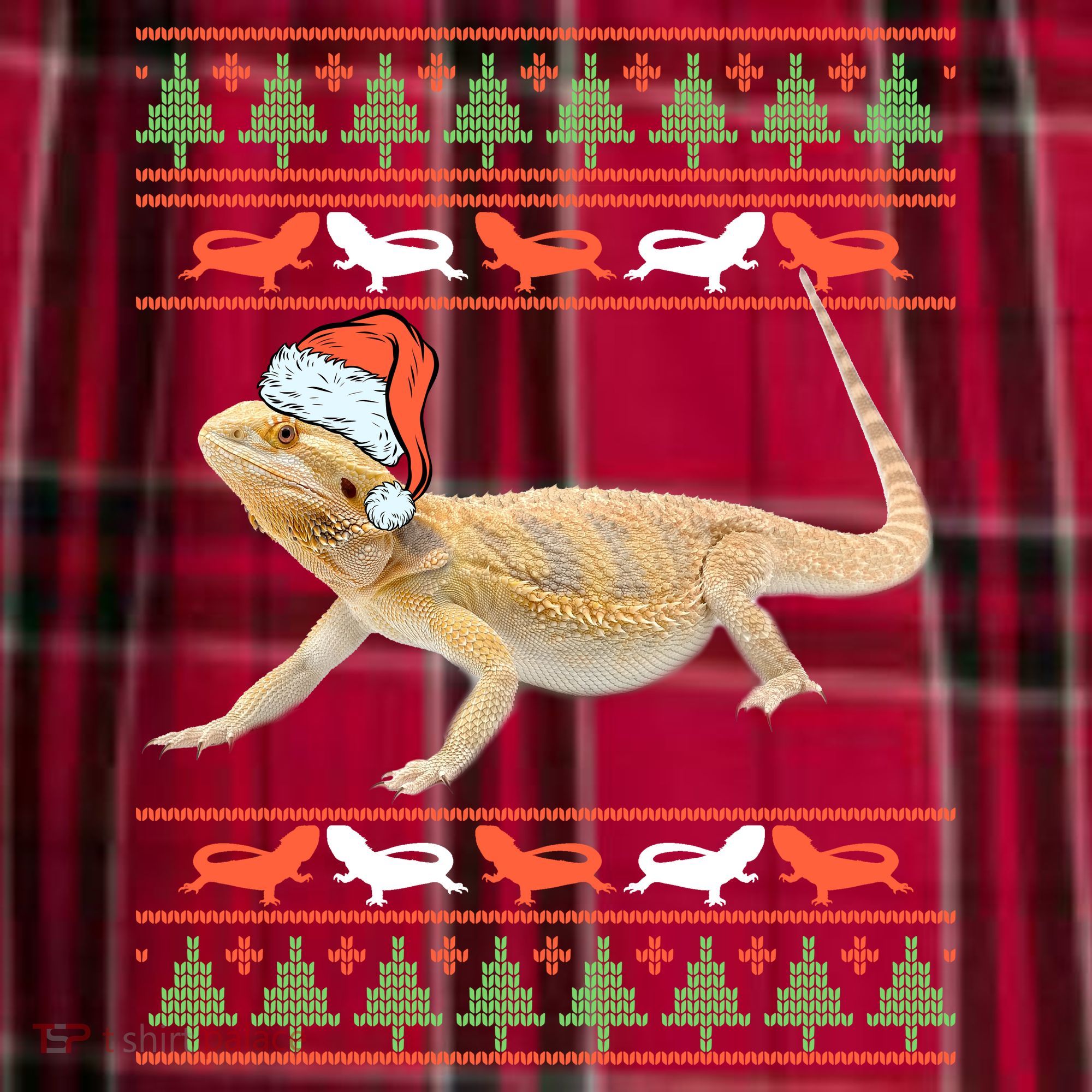 Bearded Dragon Christmas Men's Flannel Plaid Pajama Pants
