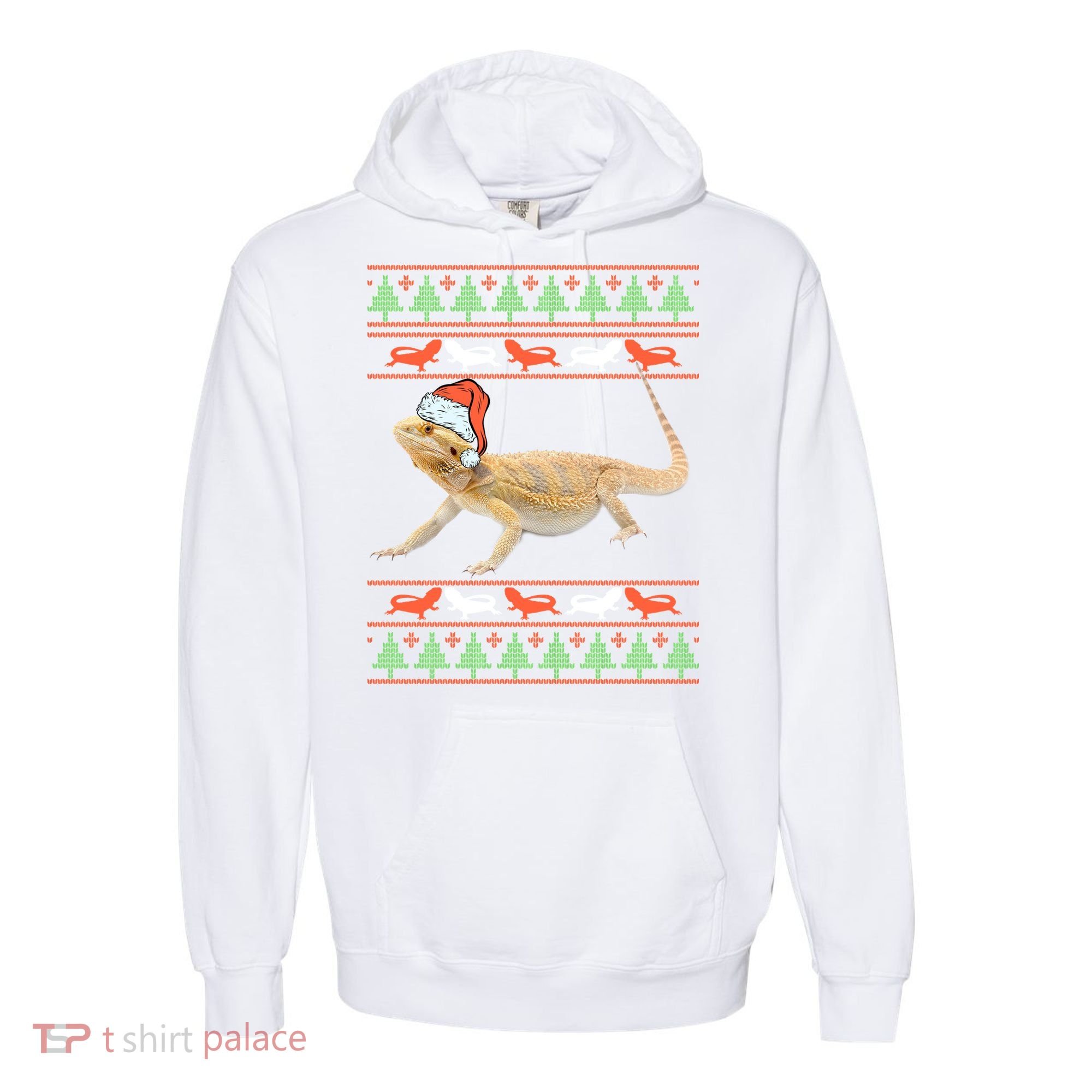 Bearded Dragon Christmas Comfort Colors Garment-Dyed Hooded Sweatshirt