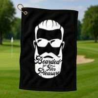 Bearded For Her Pleasure Funny Golf Towel thumb 1