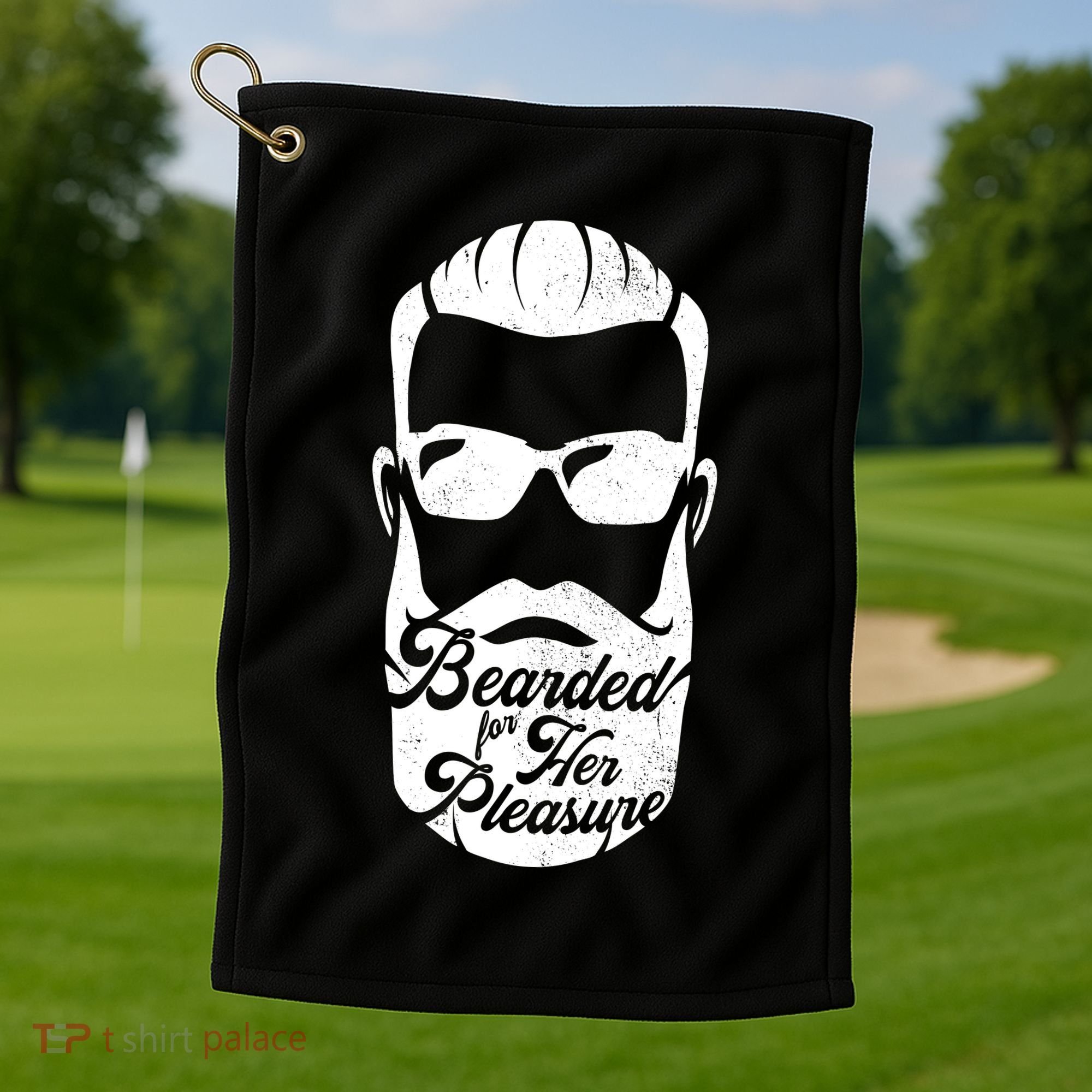 Bearded For Her Pleasure Funny Golf Towel