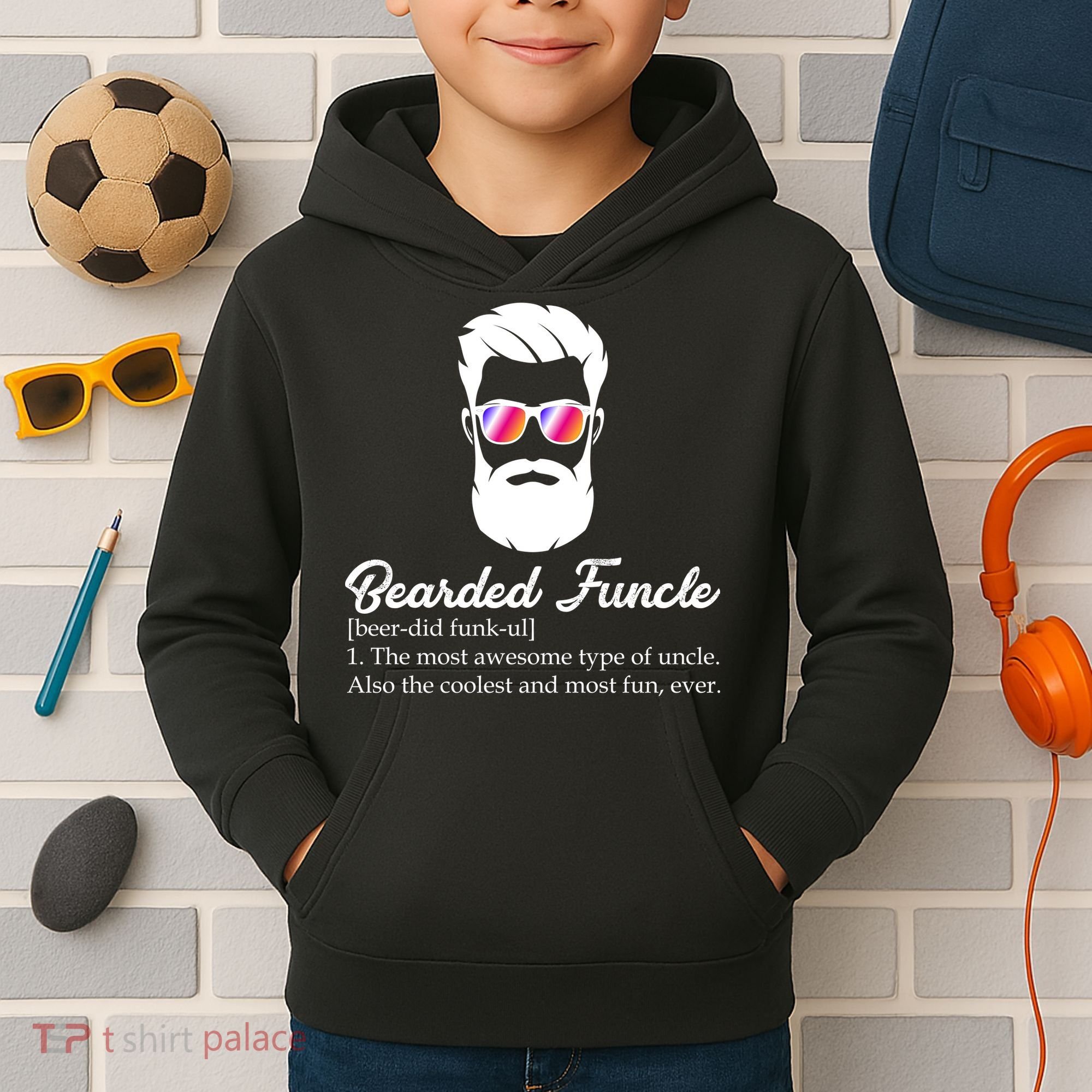 Bearded Funcle Definition Kids Hoodie