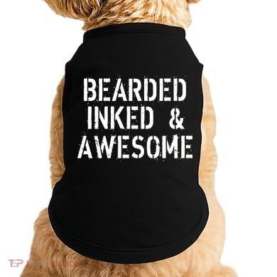 Bearded Inked & Awesome Beard Tattoo Logo Doggie Tank