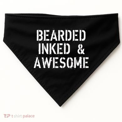 Bearded Inked & Awesome Beard Tattoo Logo USA-Made Doggie Bandana