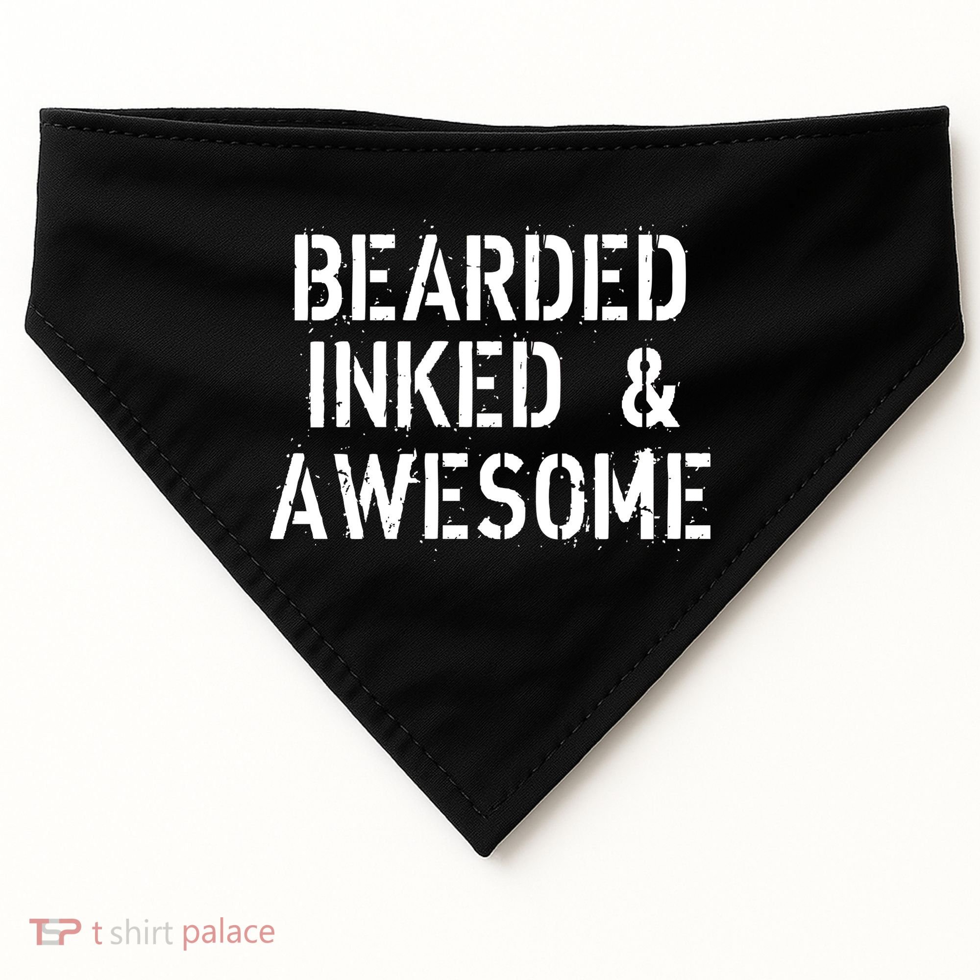 Bearded Inked & Awesome Beard Tattoo Logo USA-Made Doggie Bandana