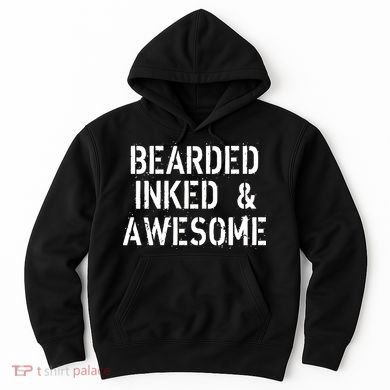 Bearded Inked & Awesome Beard Tattoo Logo Hoodie