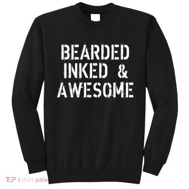 Bearded Inked & Awesome Beard Tattoo Logo Sweatshirt