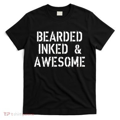 Bearded Inked & Awesome Beard Tattoo Logo T-Shirt