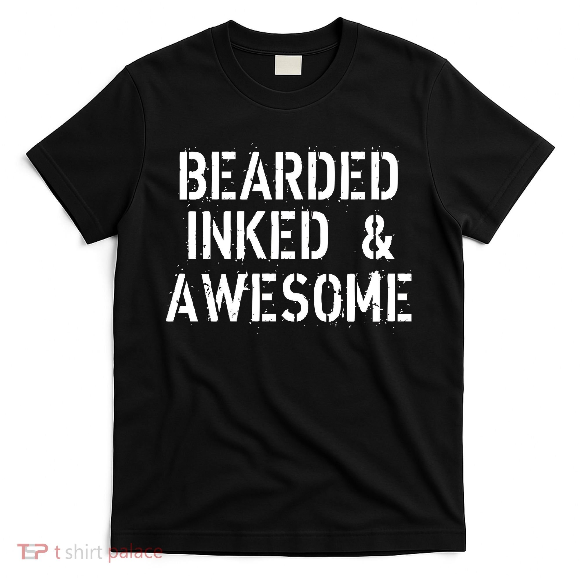 Bearded Inked & Awesome Beard Tattoo Logo T-Shirt