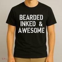 Bearded Inked & Awesome Beard Tattoo Logo T-Shirt thumb 3