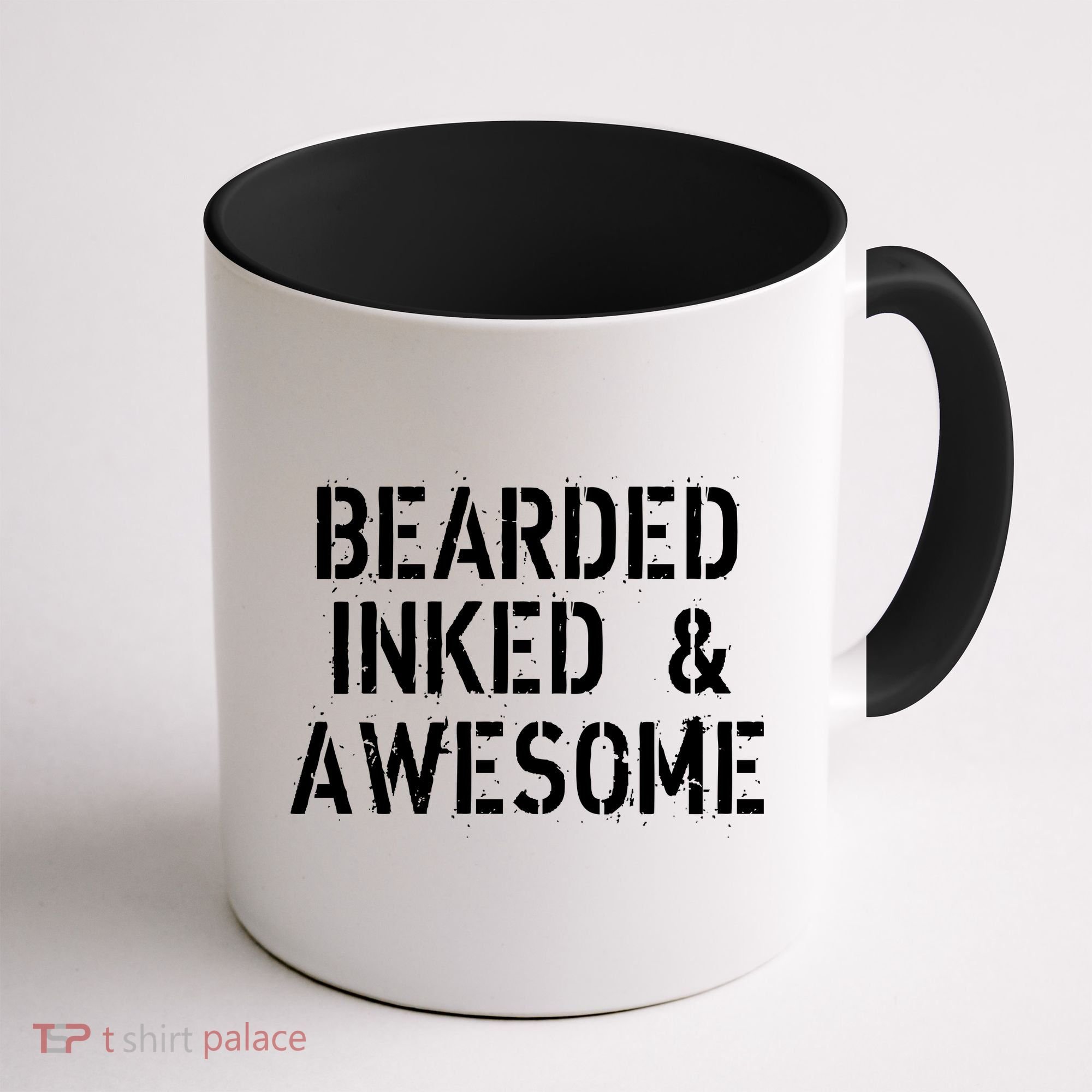 Bearded Inked & Awesome Beard Tattoo Logo Coffee Mug