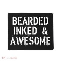 Bearded Inked & Awesome Beard Tattoo Logo Mousepad thumb 0
