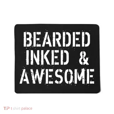Bearded Inked & Awesome Beard Tattoo Logo Mousepad