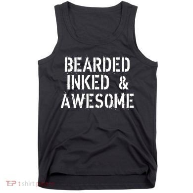 Bearded Inked & Awesome Beard Tattoo Logo Tank Top