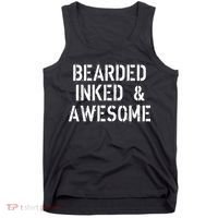 Bearded Inked & Awesome Beard Tattoo Logo Tank Top thumb 0
