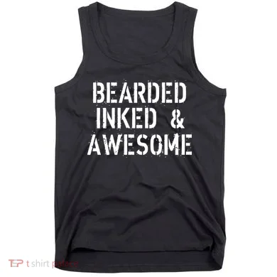 Bearded Inked & Awesome Beard Tattoo Logo Tank Top