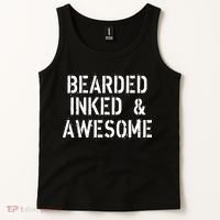 Bearded Inked & Awesome Beard Tattoo Logo Tank Top thumb 2