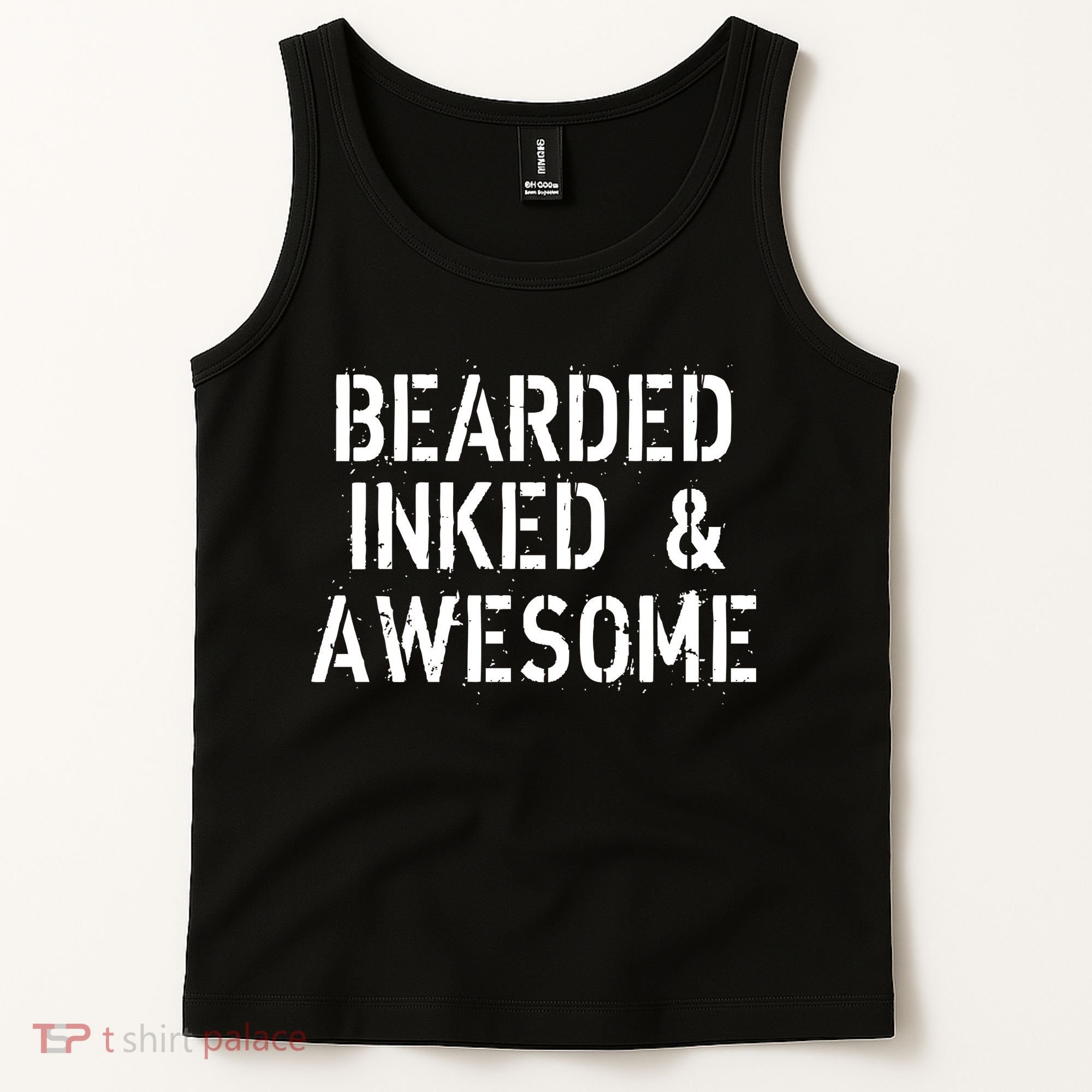 Bearded Inked & Awesome Beard Tattoo Logo Tank Top