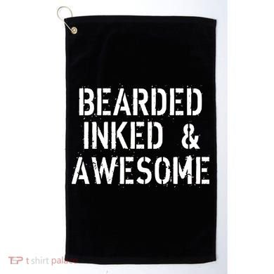 Bearded Inked & Awesome Beard Tattoo Logo Golf Towel