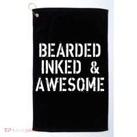 Bearded Inked & Awesome Beard Tattoo Logo Golf Towel thumb 0