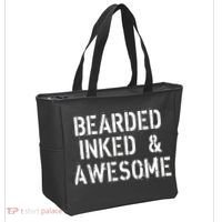 Bearded Inked & Awesome Beard Tattoo Logo Tote Bag thumb 2