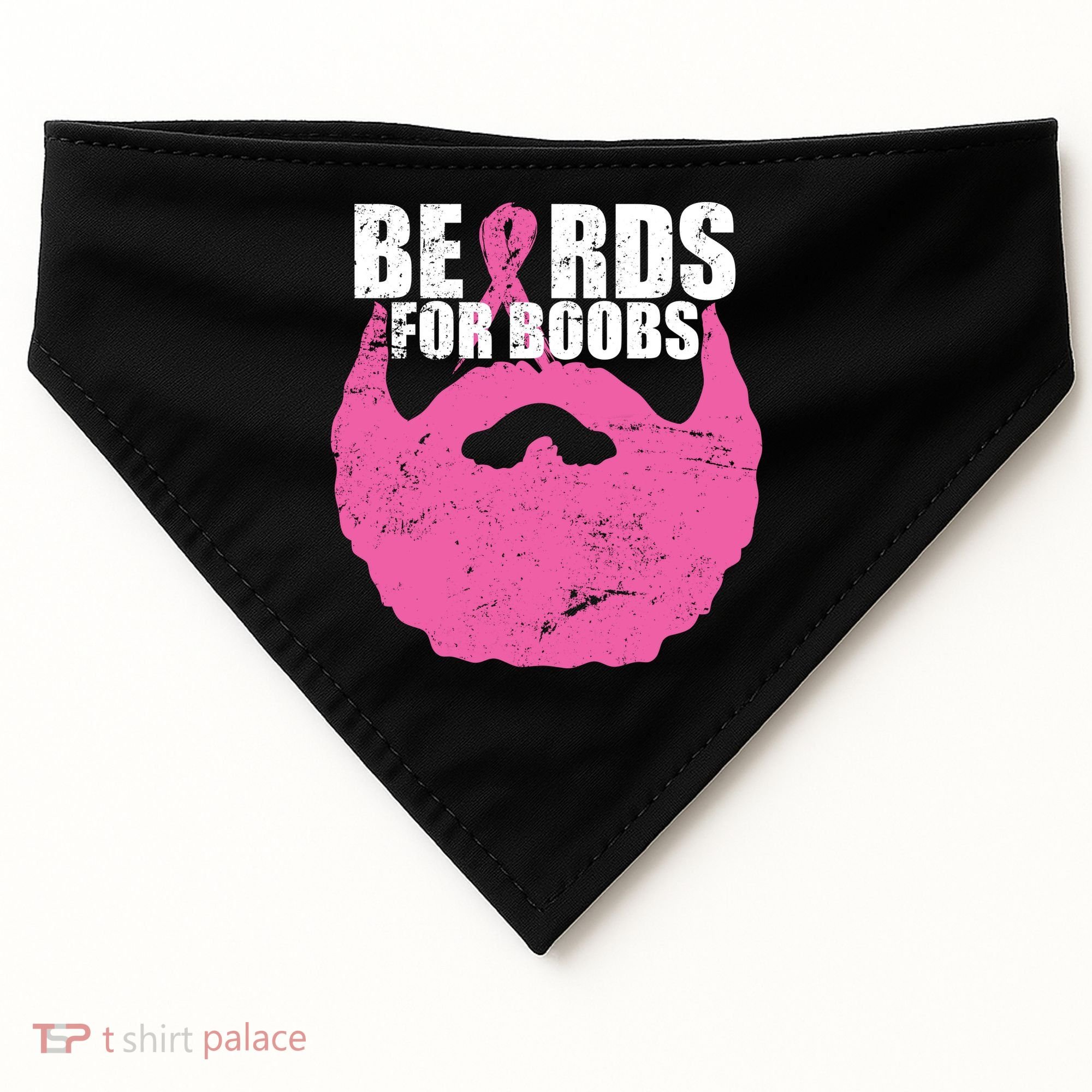 Beards For Boobs Breast Cancer USA-Made Doggie Bandana
