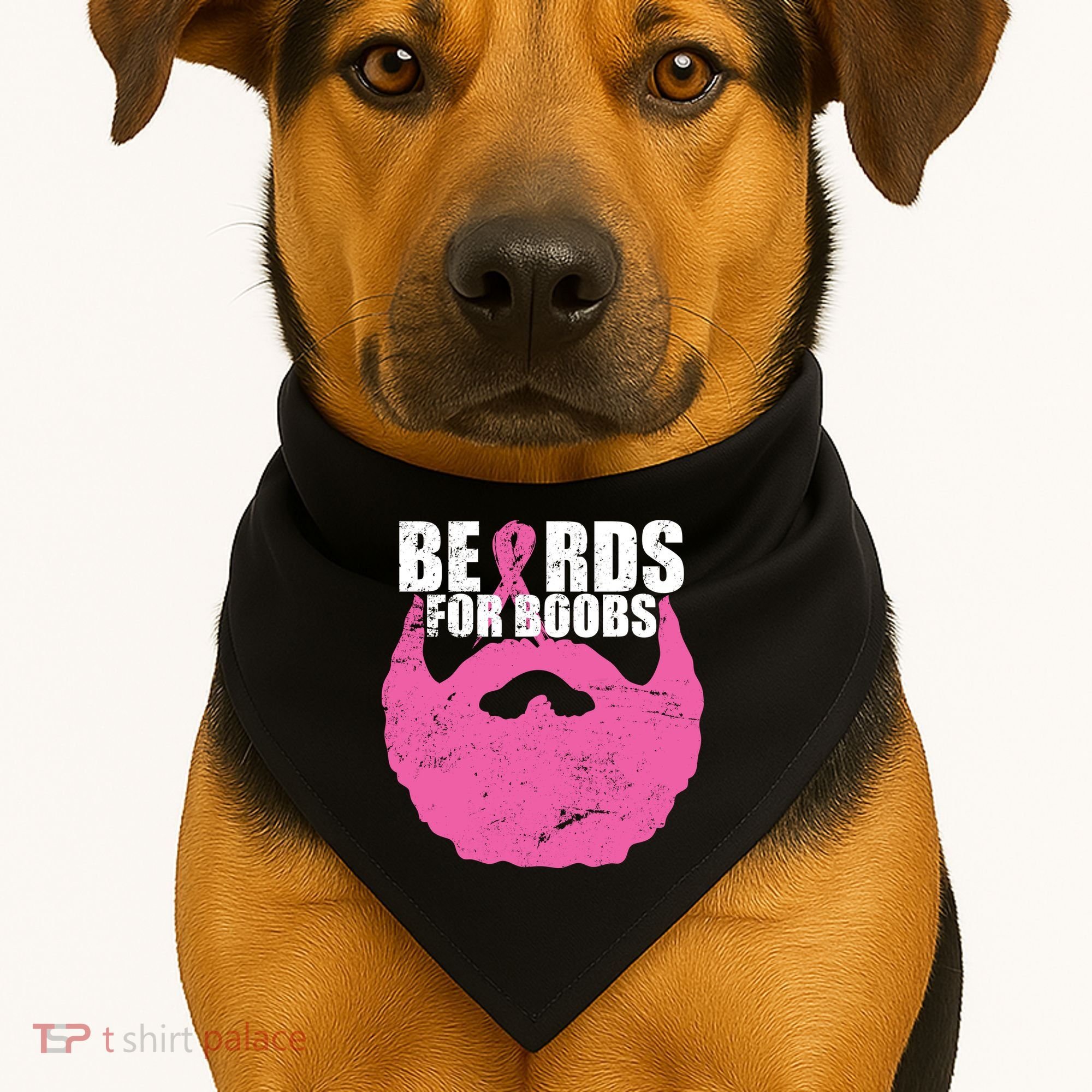Beards For Boobs Breast Cancer USA-Made Doggie Bandana