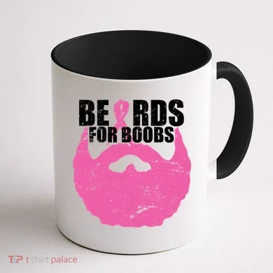 Beards For Boobs Breast Cancer Coffee Mug back