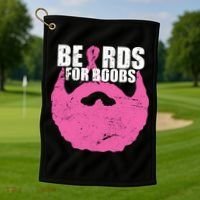 Beards For Boobs Breast Cancer Golf Towel thumb 1