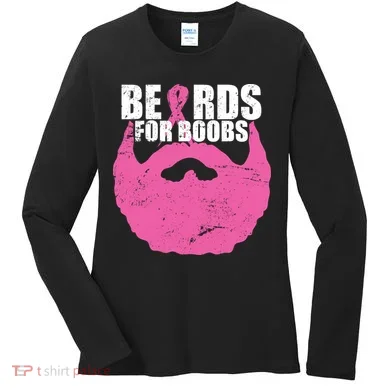 Beards For Boobs Breast Cancer Women's Long Sleeve Shirt