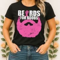 Beards For Boobs Breast Cancer Women's T-Shirt thumb 2