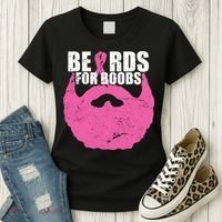 Beards For Boobs Breast Cancer Women's T-Shirt thumb 3