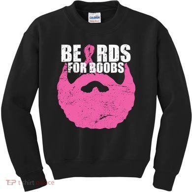 Beards For Boobs Breast Cancer Kids Sweatshirt