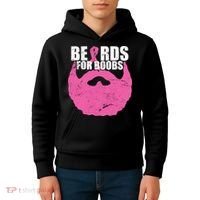 Beards For Boobs Breast Cancer Kids Hoodie thumb 4