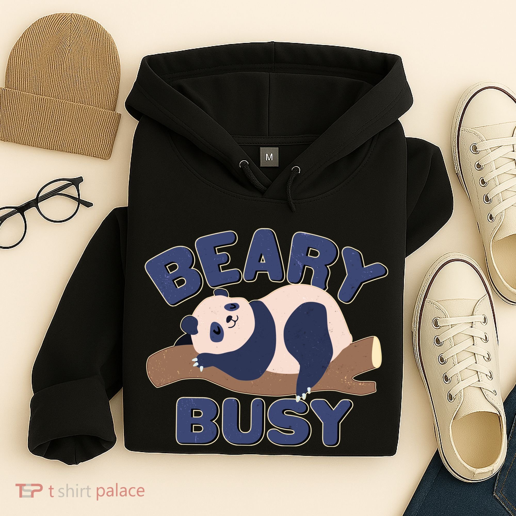 Beary Busy Cute Lazy Panda Hoodie