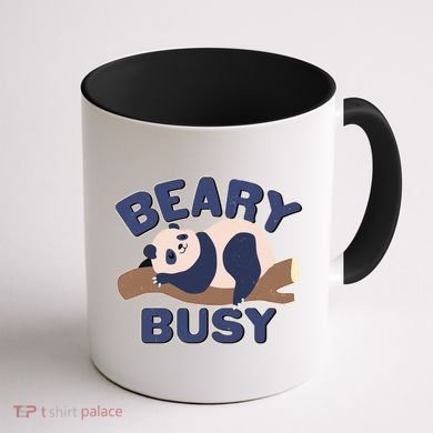 Beary Busy Cute Lazy Panda Coffee Mug back