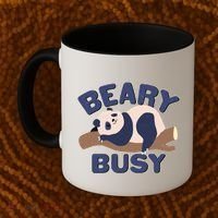 Beary Busy Cute Lazy Panda Coffee Mug thumb 2