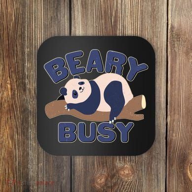 Beary Busy Cute Lazy Panda Coaster