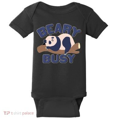 Beary Busy Cute Lazy Panda Baby Bodysuit