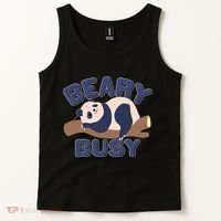 Beary Busy Cute Lazy Panda Tank Top thumb 2