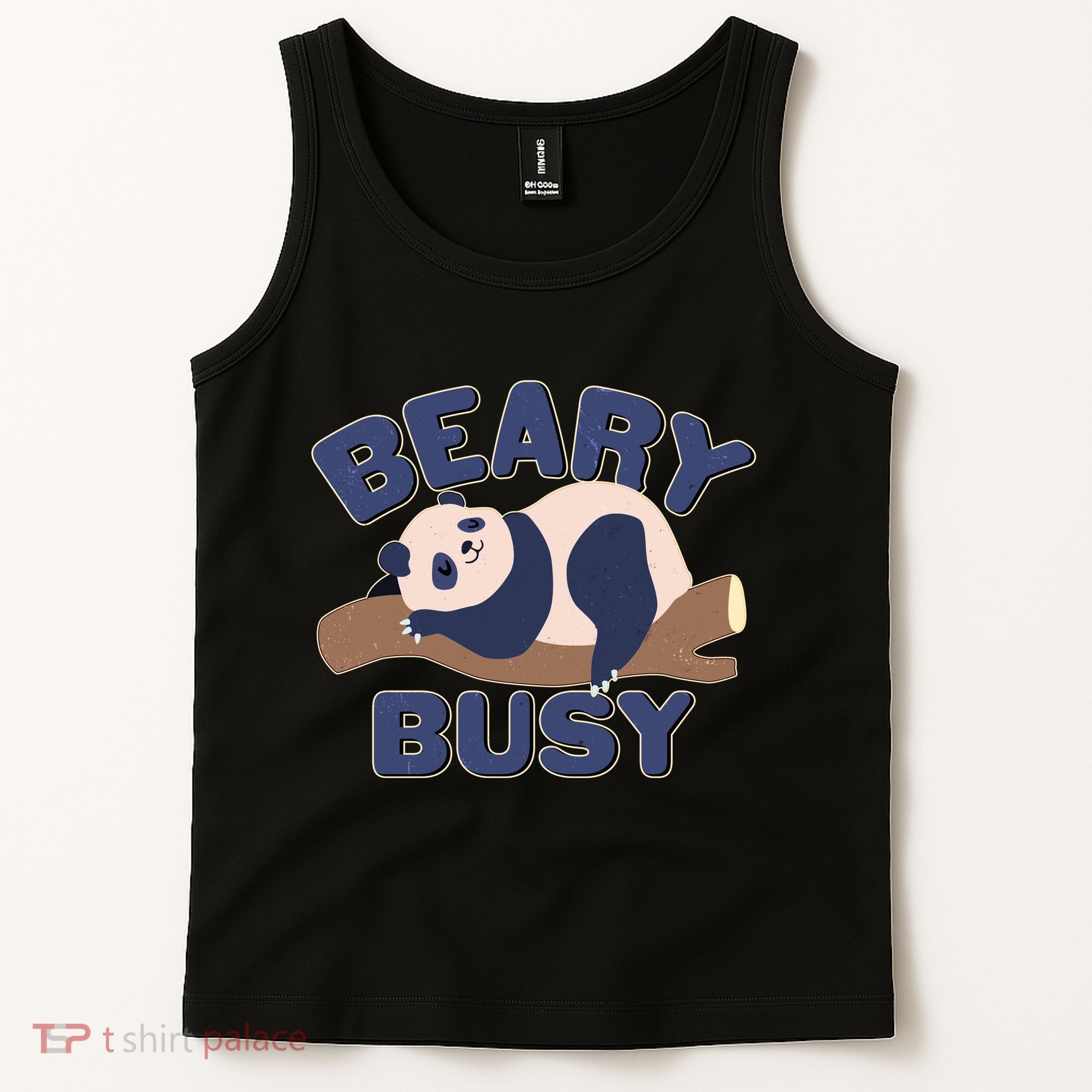 Beary Busy Cute Lazy Panda Tank Top