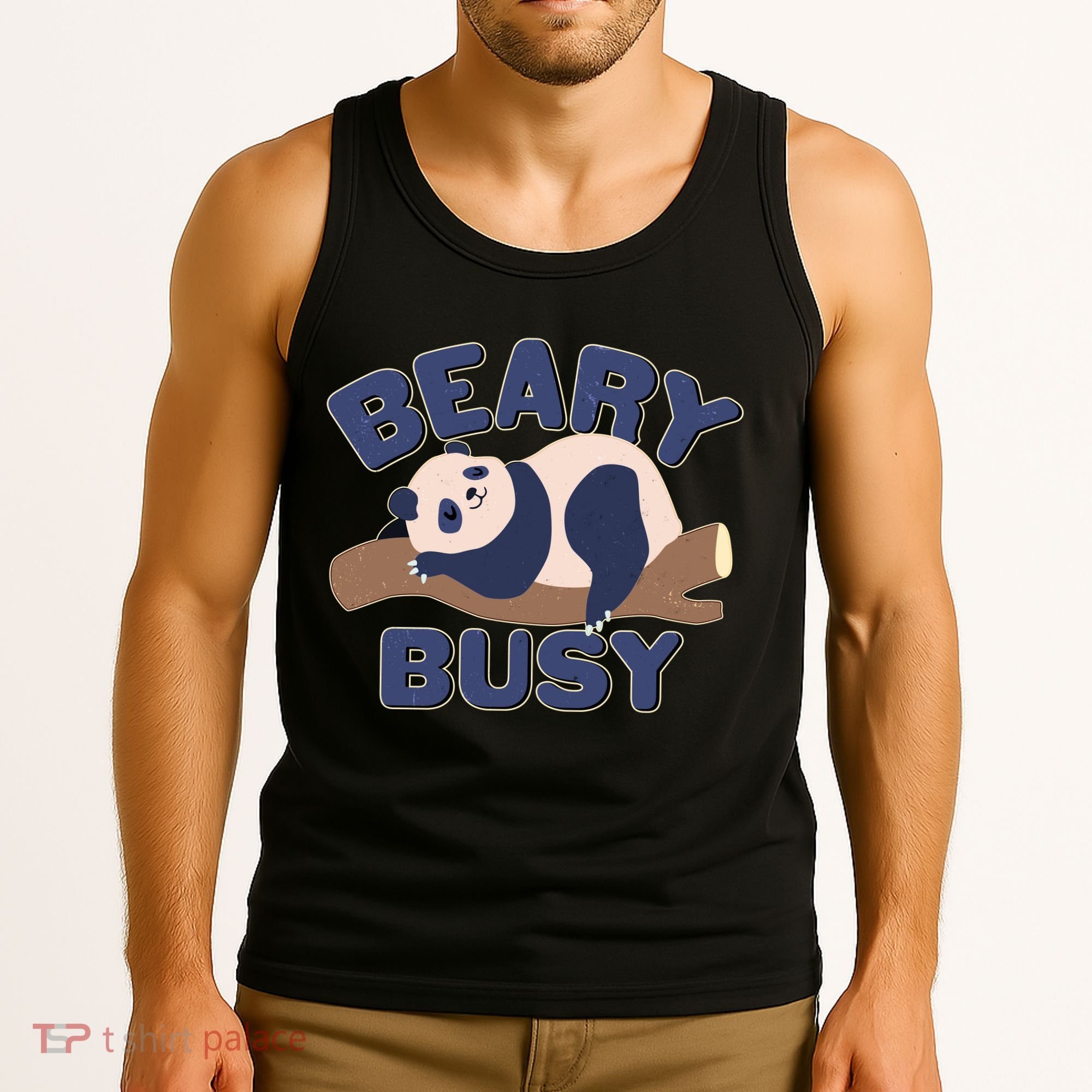 Beary Busy Cute Lazy Panda Tank Top