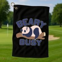 Beary Busy Cute Lazy Panda Golf Towel thumb 1