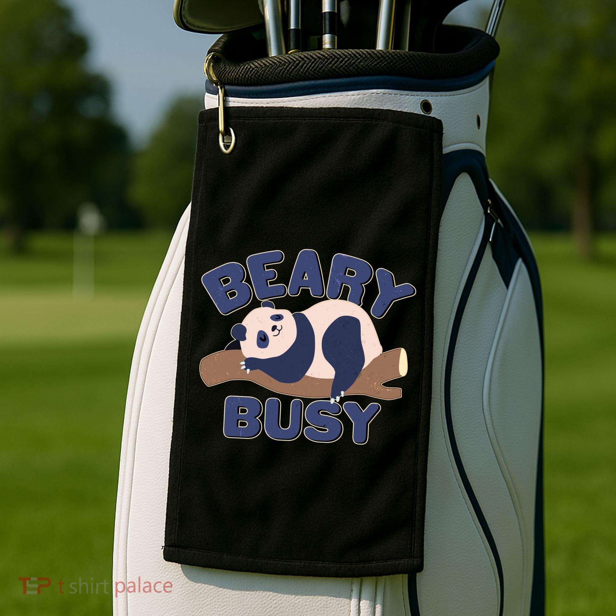 Beary Busy Cute Lazy Panda Golf Towel