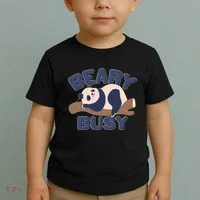 Beary Busy Cute Lazy Panda Toddler T-Shirt thumb 2
