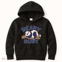 Beary Busy Cute Lazy Panda Kids Hoodie thumb 0